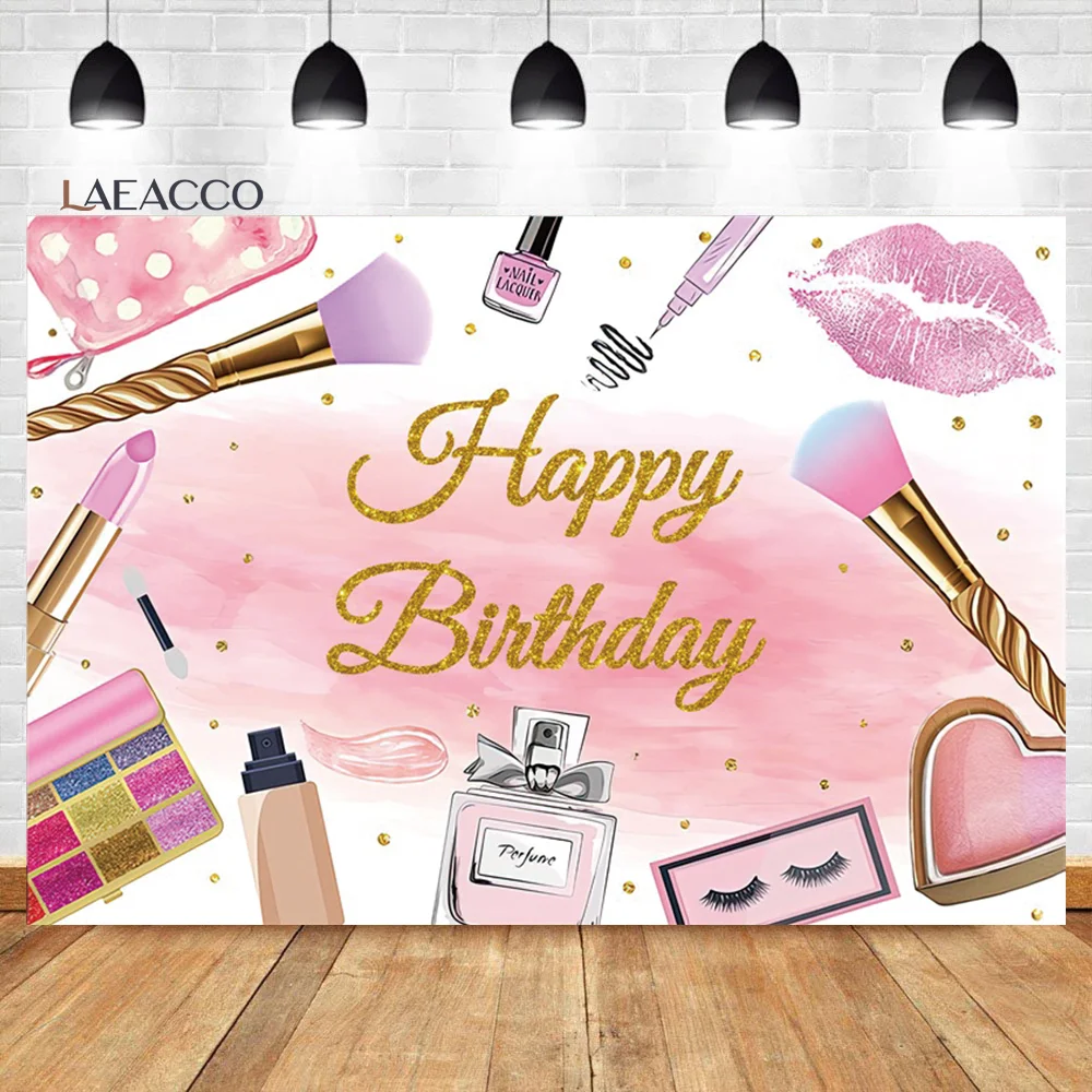 Laeacco Spa Make-up Pamper Party Backdrops For Girl Birthday Photography Backgrounds Home Studio Cosmetic Shop Decor Photophone