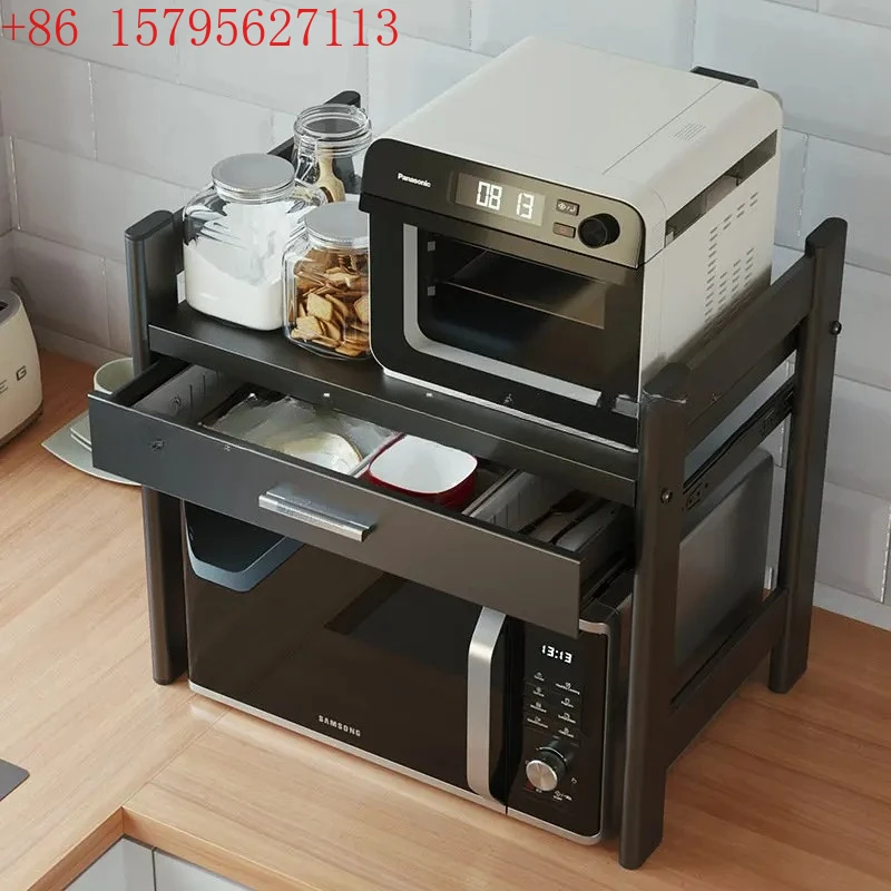 

Kitchen countertop microwave oven rack with drawer tableware storage box oven rice cooker multi-functional storage rack