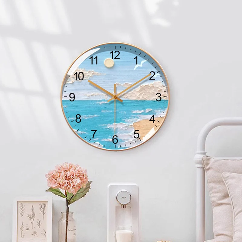 Living Room Study Wall Clock Luxury Minimalism Home Decor Roundness Hanging Wall Clock Decoration Fitment Reloj De Pared Sala