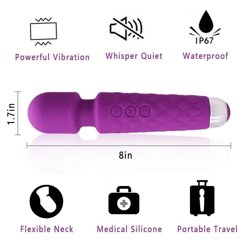 20 Frequency AV Vibrating Stick Upgrade AV Magic Wand Vibrator for Women Clitoris Stimulator Big Powerful Stick G Spot Massager