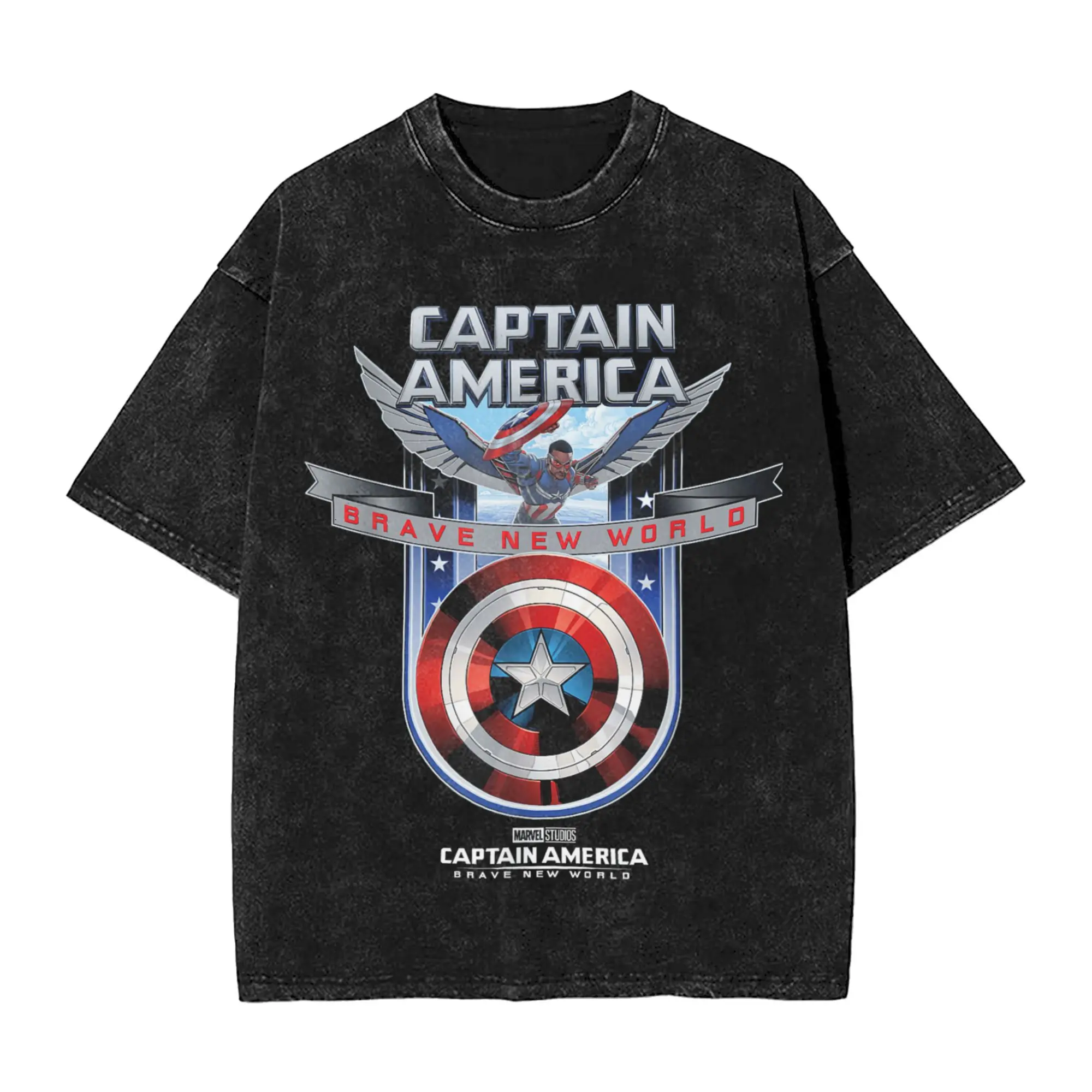 

Oversized Washed T Shirt Captain America Brave New World Shield Logo Loose T-Shirts Fashion Tshirt Summer Aesthetic Tees Gift