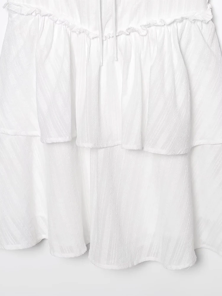 Europäischen stil neue frauen mode temperament weiß quadrat kragen krawatte taille abnehmen holz ohr rand kleid