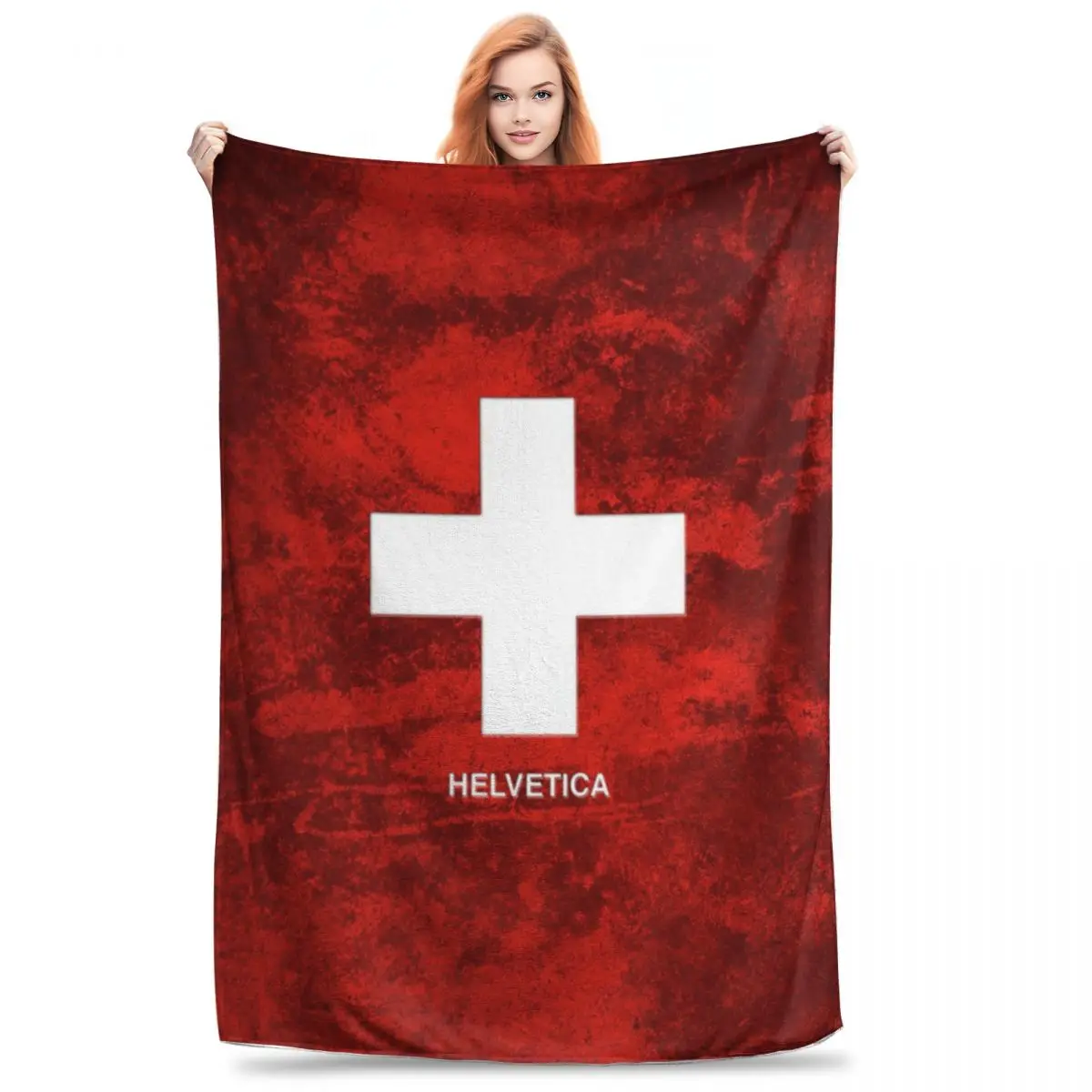 Swiss Switzerland Flag Blankets Fleece Multi-function Sofa Throw Blankets For Home Bedroom Office Throws Bedspread Quilt