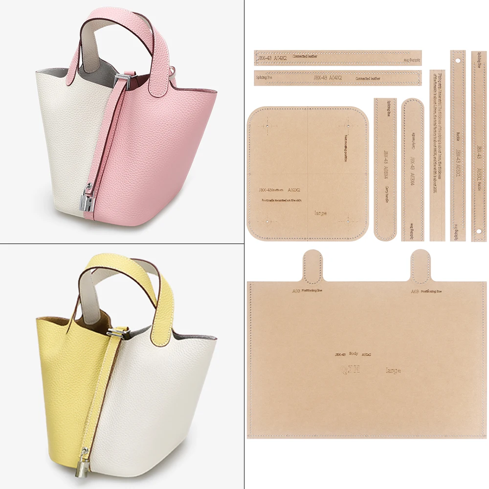 DIY Bucket Bag Sewing Patterns, Making Leather Large-Capacity Ladies' Hand Bag Kraft Paper Templates