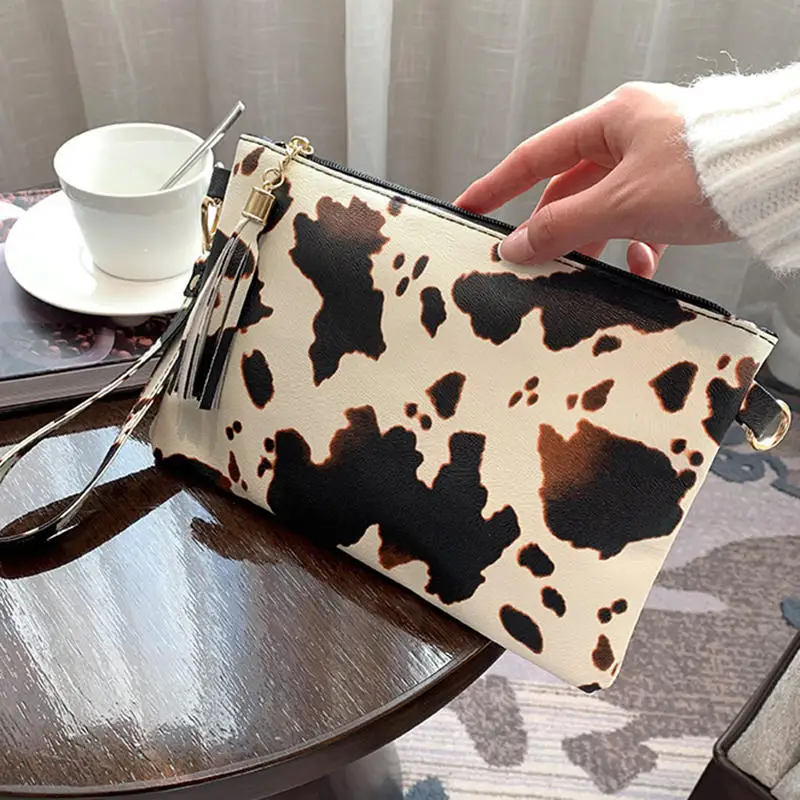 

Leopard Print Clutch Bag Women Envelope Handbag Portable Grab Bags Winter Fashionable Large Capacity For Ladies Wallet