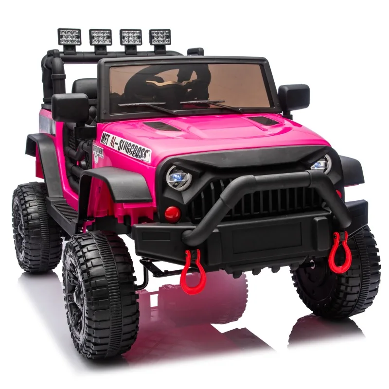 Kids Electric Ride On Car Pink 4x4 Off Road SUV Toy with LED Lights Double Seats Remote Control for Children