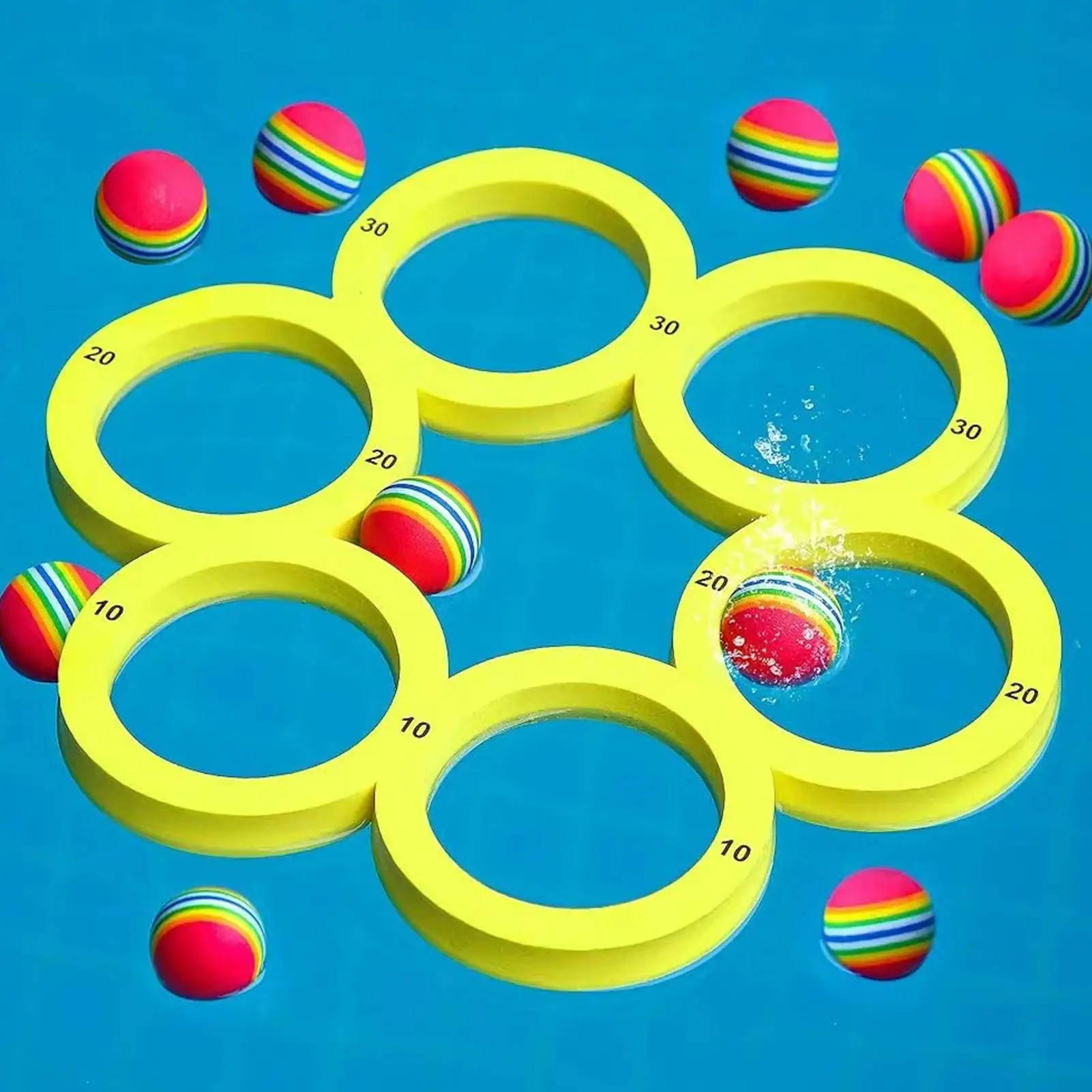 

Floating Toy Ring 1 Floating Table With 12 Balls Throwing Game Water Sports EVA Throwing Circles Water Toy Ocean Pool Beach