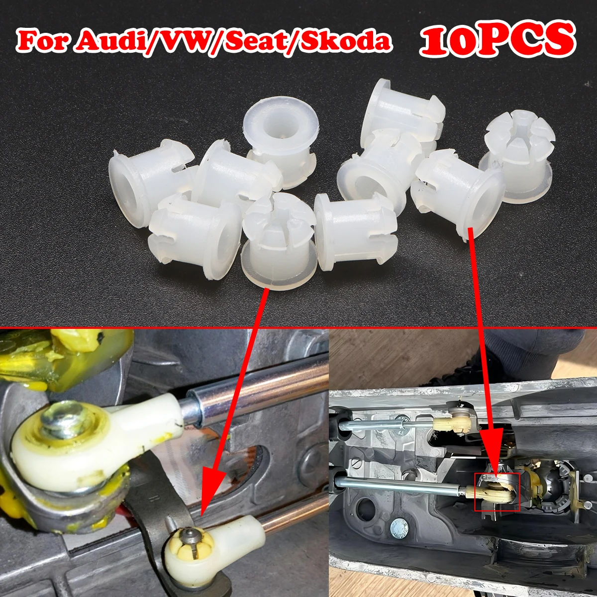 

10Pcs Bushing fix For Audi A3 SEAT LEON Skoda FABIA I II OCTAVIA II VW Passat MT Gearbox Repair Kit Shifter Cable End Linkage