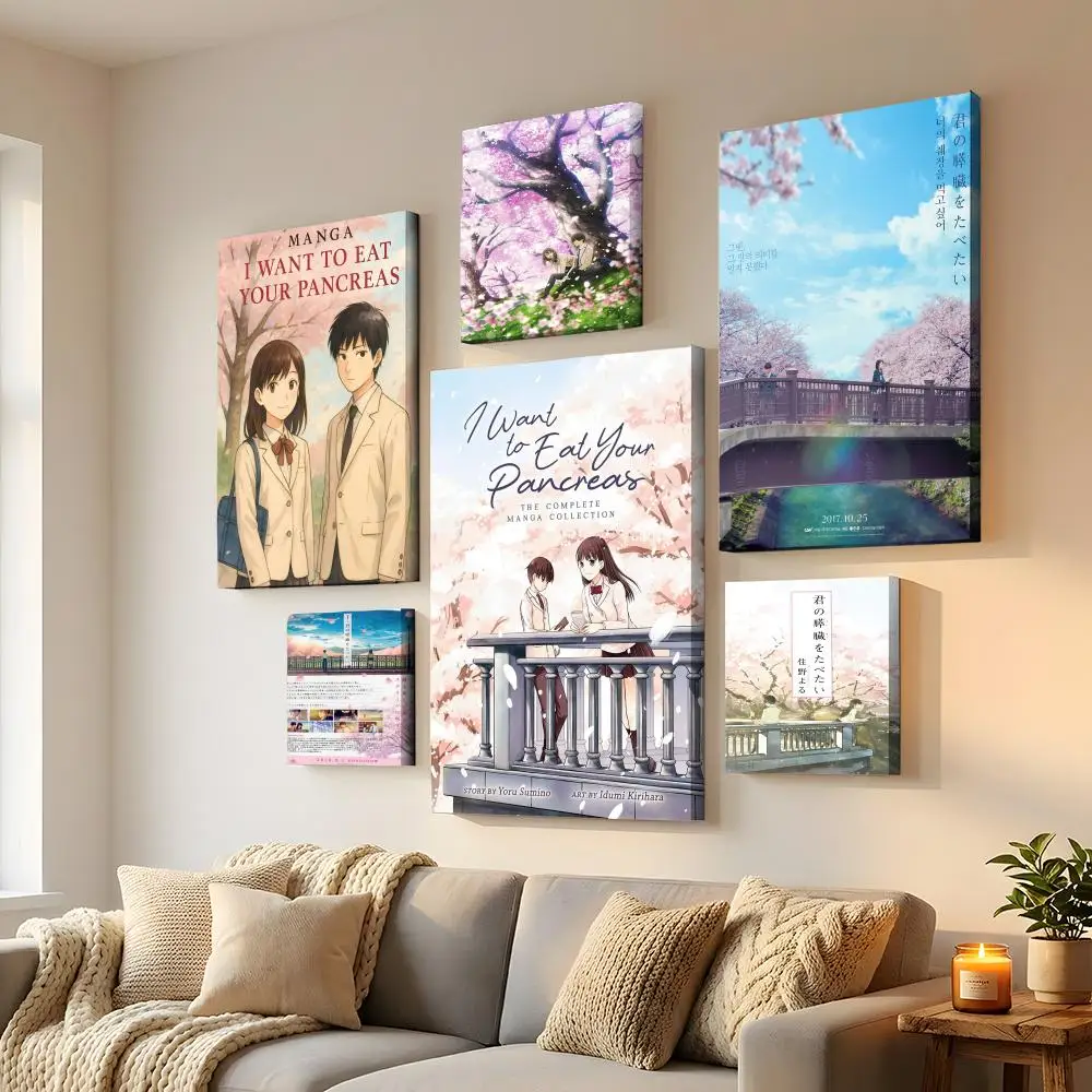 Quiero comer tu páncreas, pintura de caligrafía, impresión HD, pintura moderna en lienzo, decoración ecológica para pared del hogar