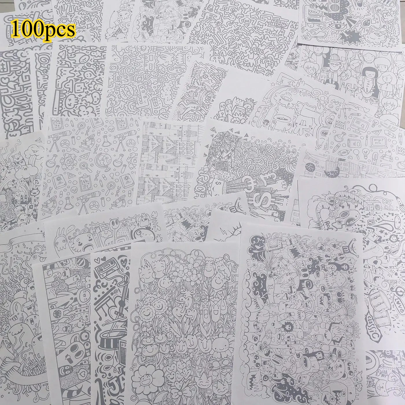100Sheets Pen Control Tracing Paper,Adult SketchingPracticePad with Pre-Printed LineDrafts,StressReliefDrawingBook for Beginners