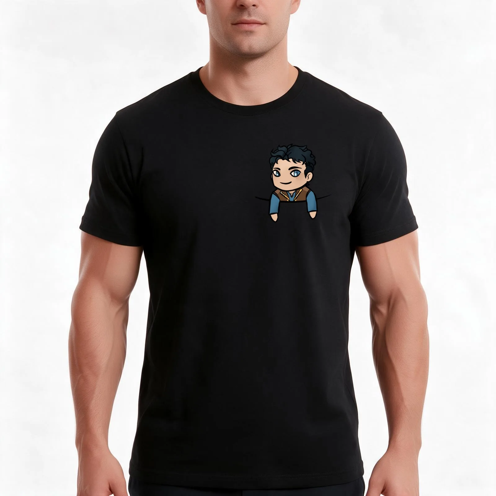 Chibi Dorian Pocket T-Shirt Summer Casual Cotton Tee Oversized Streetwear Tops Vintage Graphic Print Loose Fit Short Sleeve