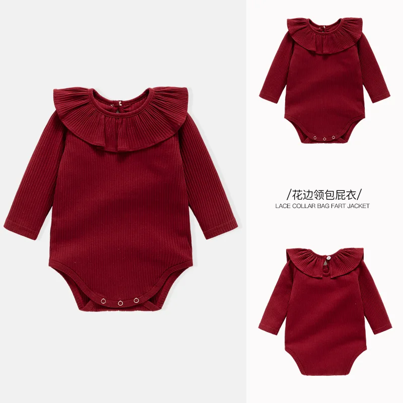 2025 ربيع الخريف الوليد الطفل ارتداءها طويلة الأكمام قطعة واحدة لطيف رومبير جمبسوت من القطن 0-24 أشهر ملابس الرضع