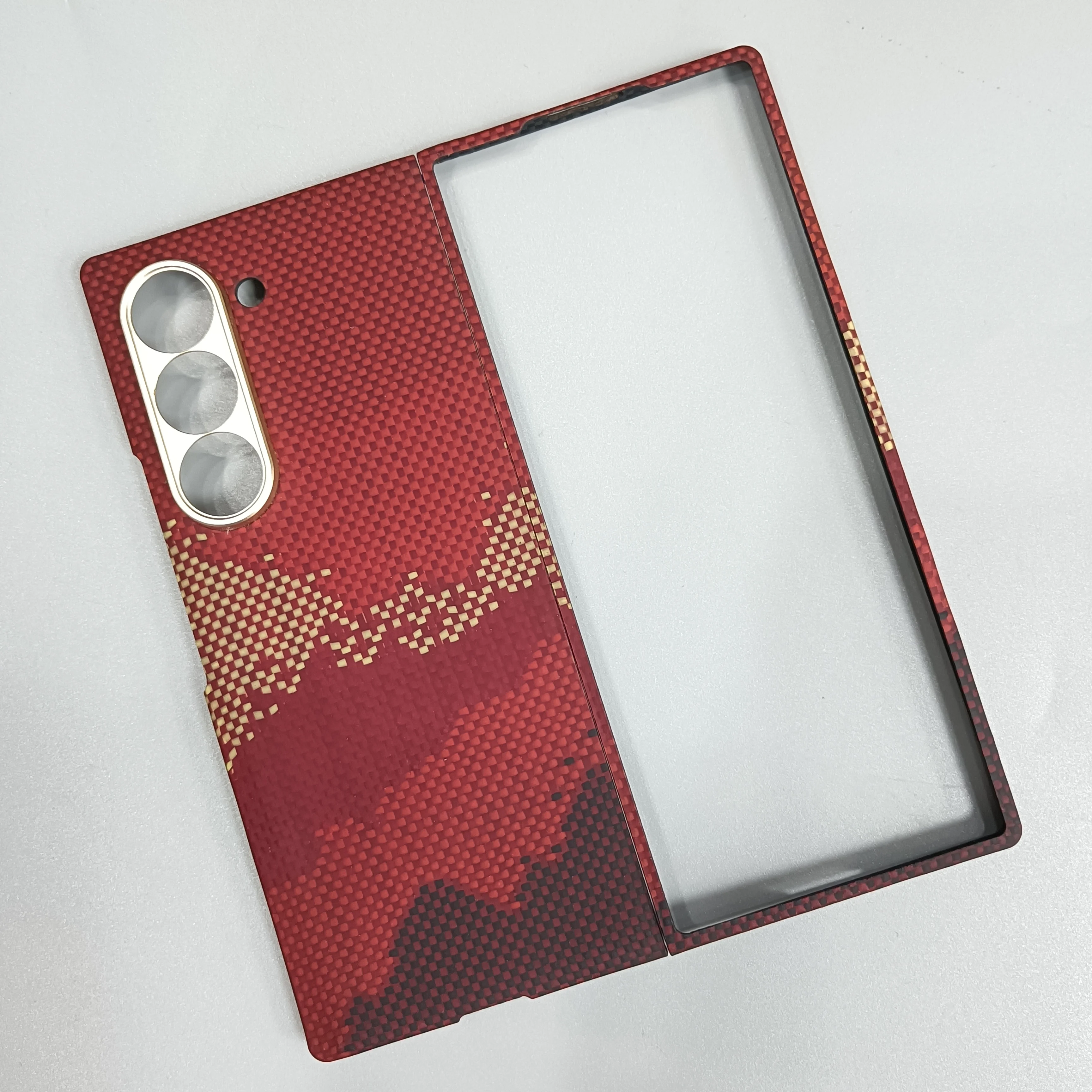 

Genuine 600D Carbon Fiber Magsafe Case for Samsung Galaxy Z Fold 6 Fold6 Red Mountain Armor Thin Hard Magnetic Wireless Cover