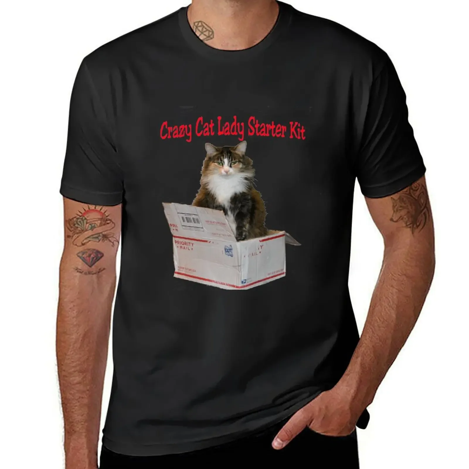 

Crazy Cat Lady Starter Kit T-Shirt cute tops graphics t shirt men 100℅ cotton