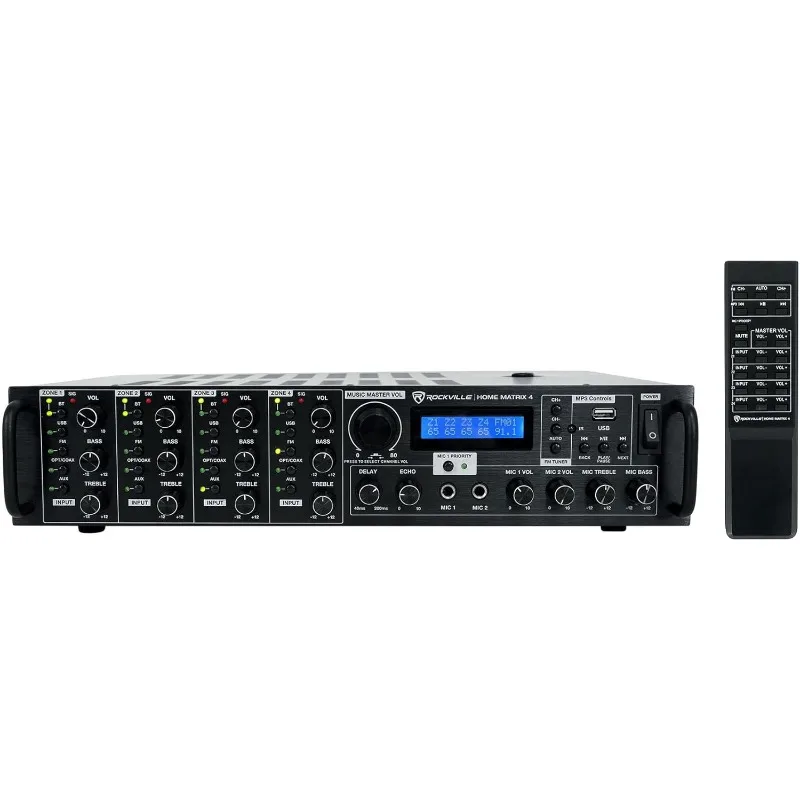 

Home Matrix 4 Многокомнатный приемник/усилитель мощностью 600 Вт, 8 каналов, Bluetooth/USB/SD, мультиисточник, идеально подходит для домашнего аудио
