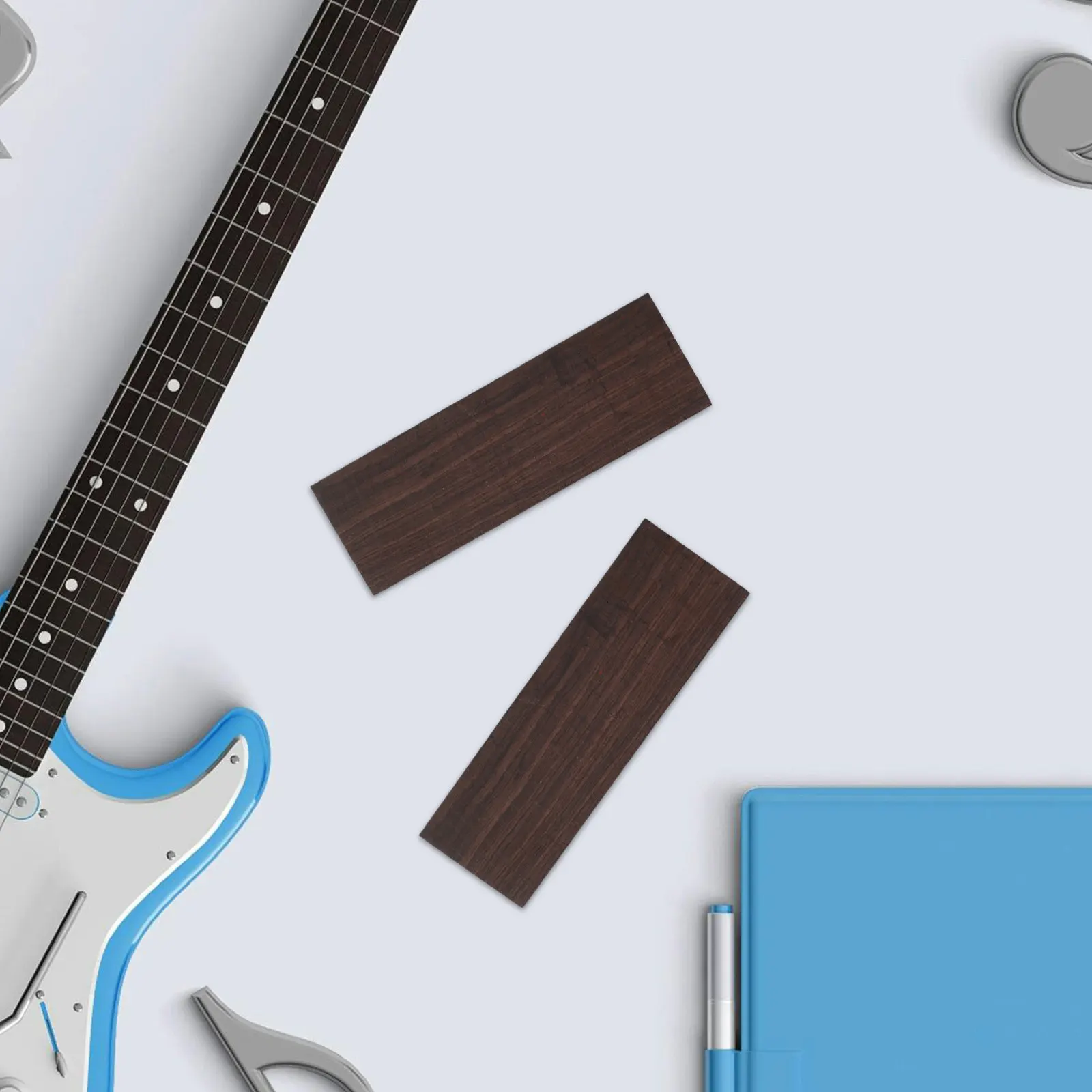 

2Pcs Ebony Wood Guitar Components Raw Material DIY Acoustic Bridge Saddle Nut Kit Bass Guitar String Accessories