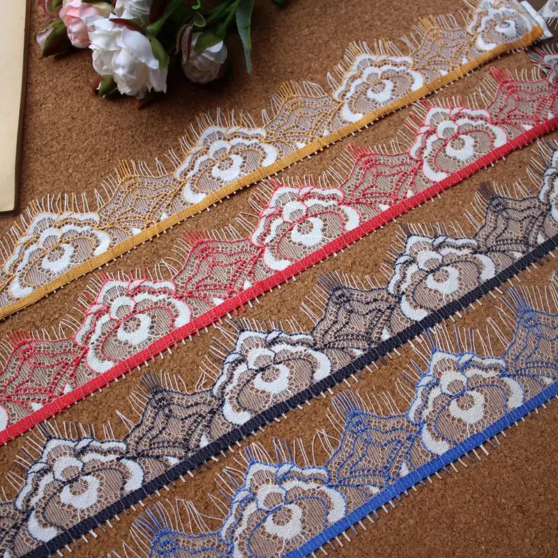 Red Yellow Blue Black Fish thread Hollow Embroidery Dress Lace Handmade DIY Accessories Clothing Decoration Material Fabric