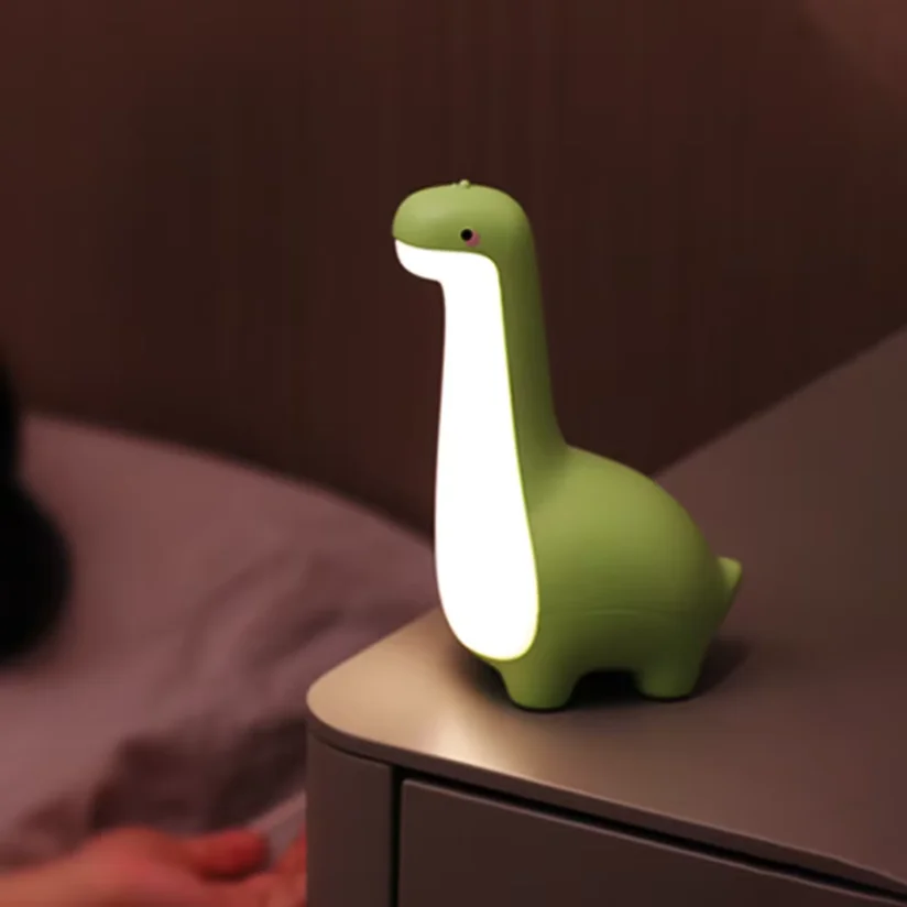 Luz Noturna de Dinossauro, Luminária Infantil Fofa, Lâmpada de Proteção para os Olhos, Lâmpada de Cabeceira com Temporizador, Carregamento USB, Decoração de Quarto, Presente para Crianças