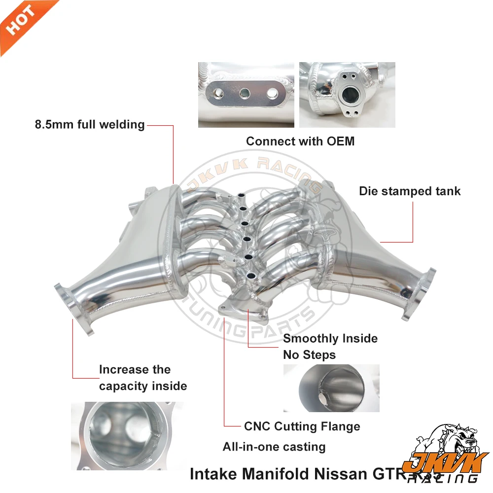 

JKVK RACING Performance Billet Intake Manifold For GT R R35 VR38DETT With 6 Injector Port Fuel Rail Kit 2009+