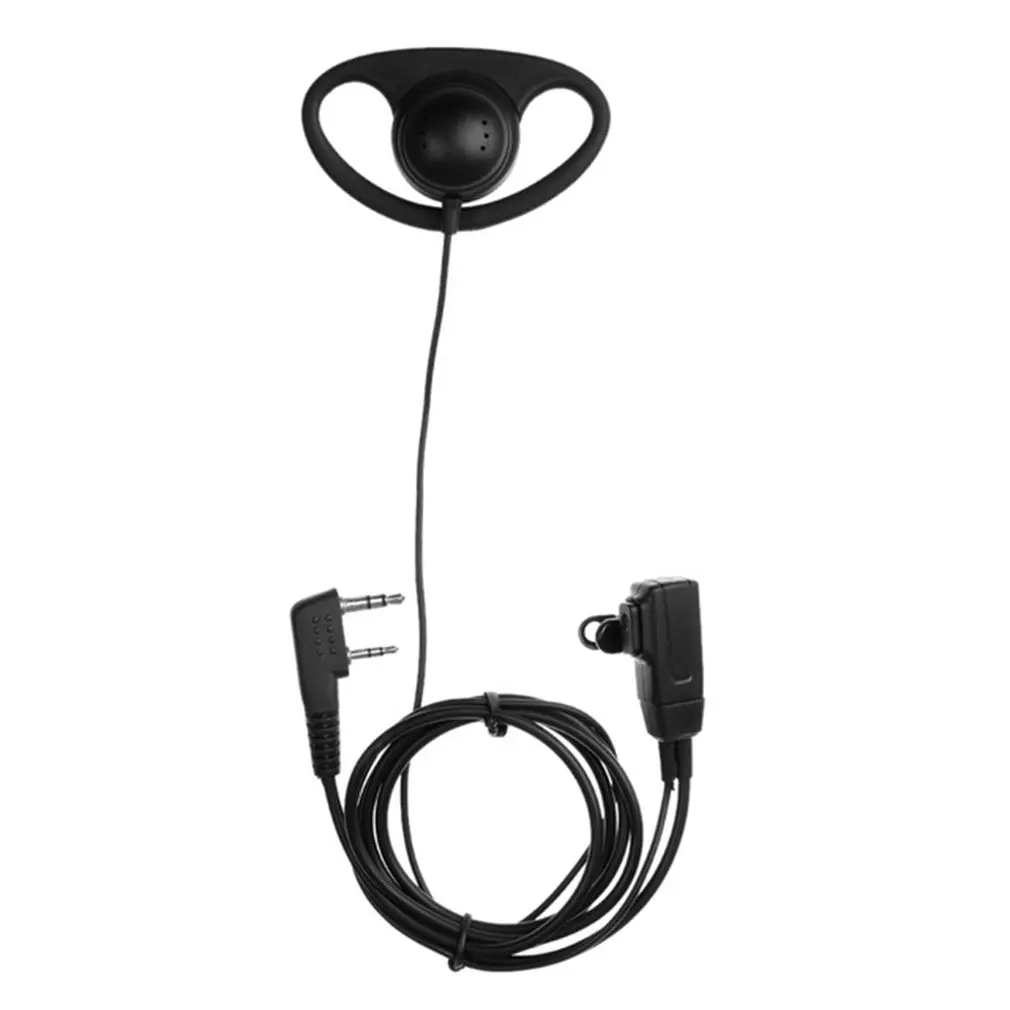 2 pinos d-forma fone de ouvido, fone de ouvido, mic, ptt, com único gancho, para baofeng, kenwood, puxing, rádio tyt