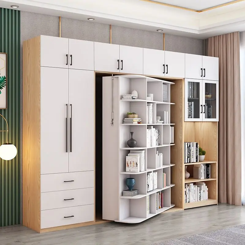 Folding bed wardrobe desk combination integrated multi-functional wall bed storage multi-layer