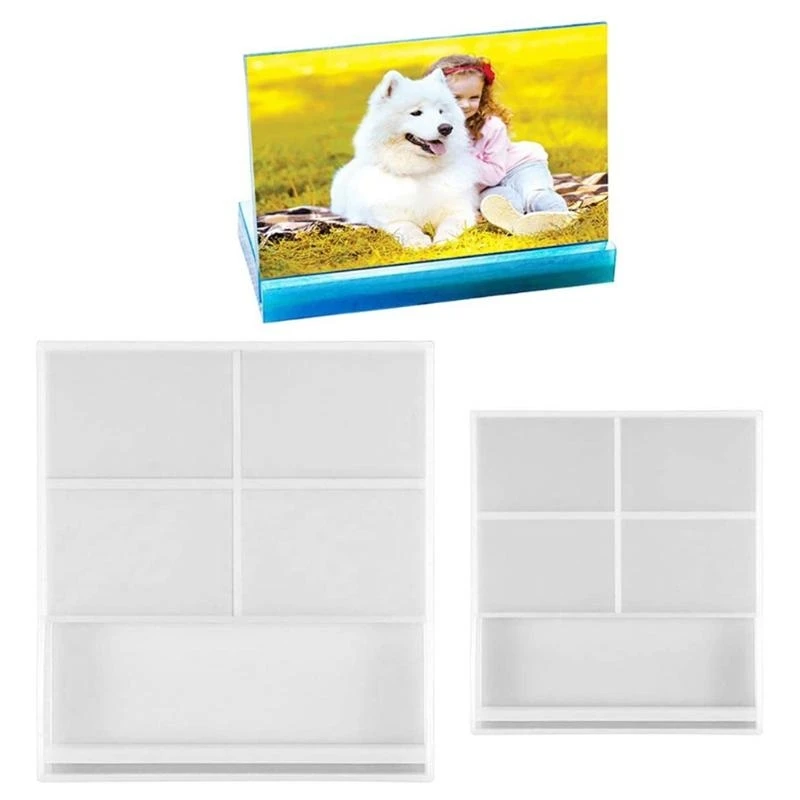 Love Rectangle Photo Frame with Base Epoxy Resin Mold Handmade Ornaments Silicone Mould DIY Crafts Decorations Mold