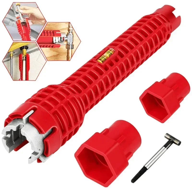 5/8 in-1 Schraubenschlüssel, Mutternentferner für Waschbecken, rutschfeste Flume-Buchse, Handreparatur, Badezimmer-Wasserhahn-Baugruppe, Sanitär-Installation, Handwerkzeug – Detail 1