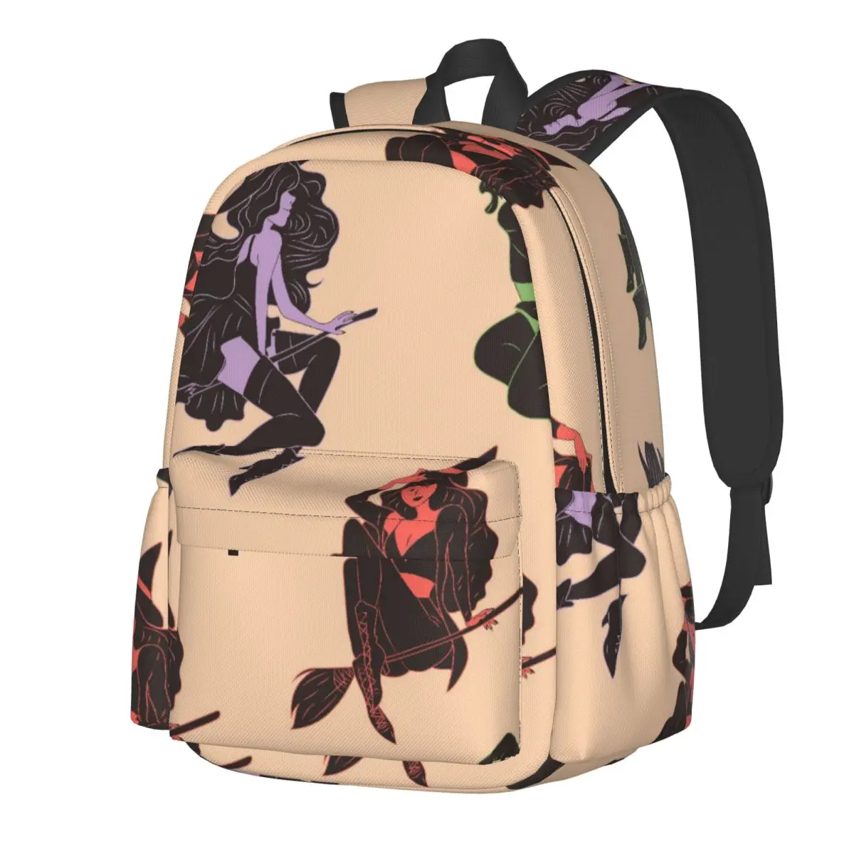 

Pattern Featuring Witches Riding Brooms Halloween Large Capacity Student Backpack Casual Fashion School Bag Daypack Travel Bag