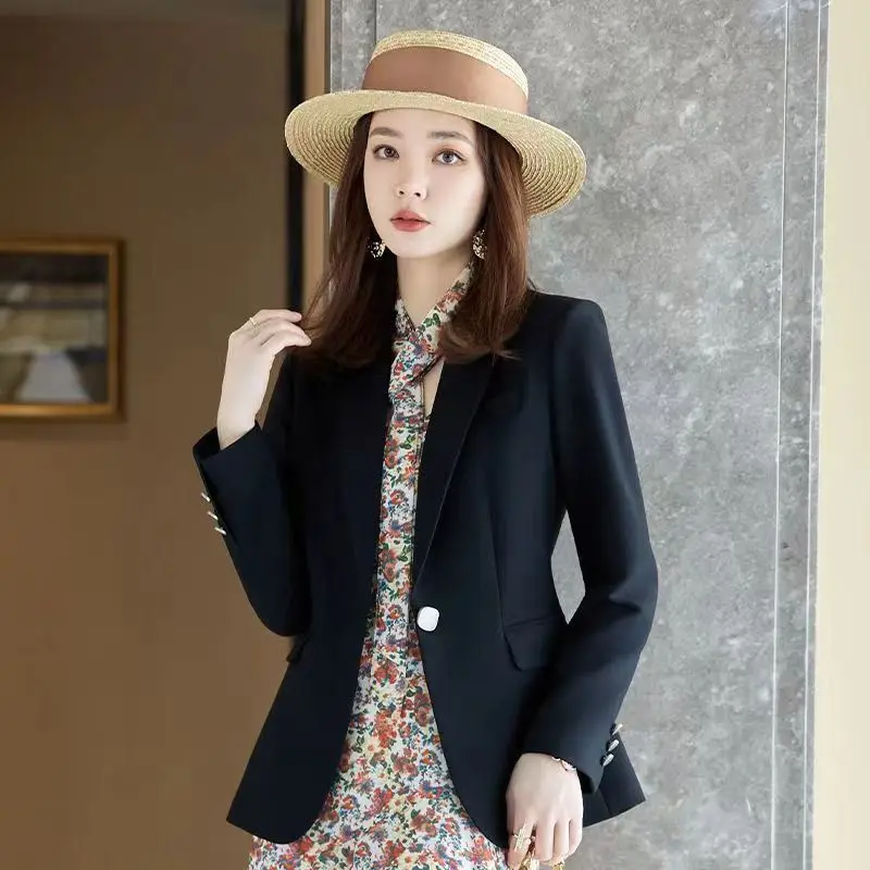 Elegant And Youthful Woman Blazer Summer Streetwears Wrap Beige Khaki Green Gray High Classic Buttons Textured Woolen Stylish
