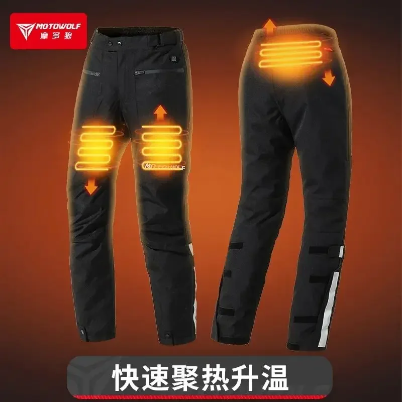 MOTOWOLF Motorcycle Riding Electric Heating Quick Release Pants Windproof and Warm Winter Detachable CE Protective Equipment