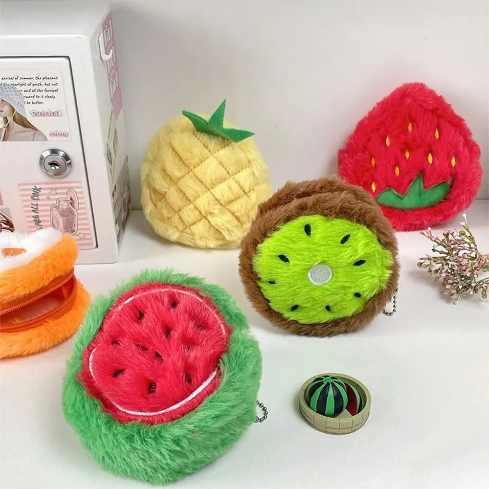 Cartoon Fruit Coin Purse Pineapple Watermelon Multicolor Bag Hanging Ornament Keyrings Decoration Keychain Pendant Unisex