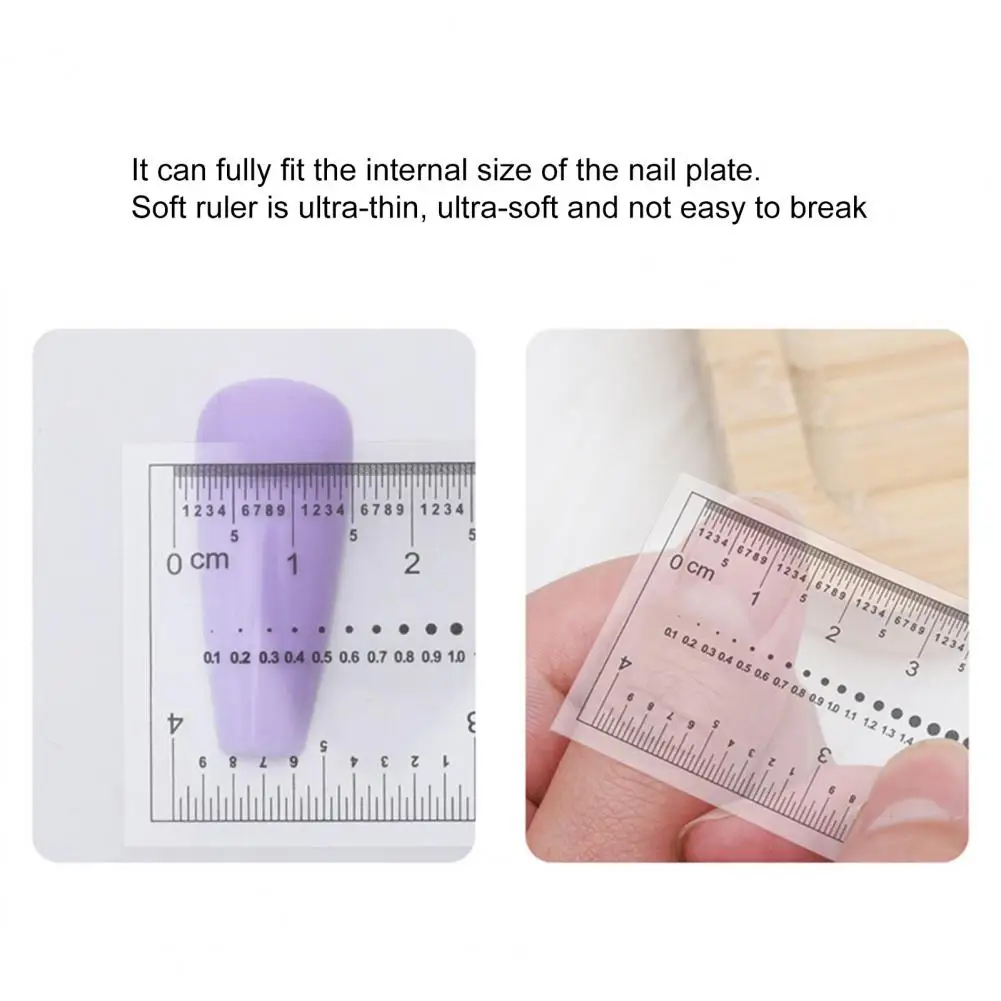 10Pcs Anti-break Nail Measuring Ruler Impressão clara Fácil de ler Nail Ruler Nail Drill Rhinestone Jóias Measuring Equipment