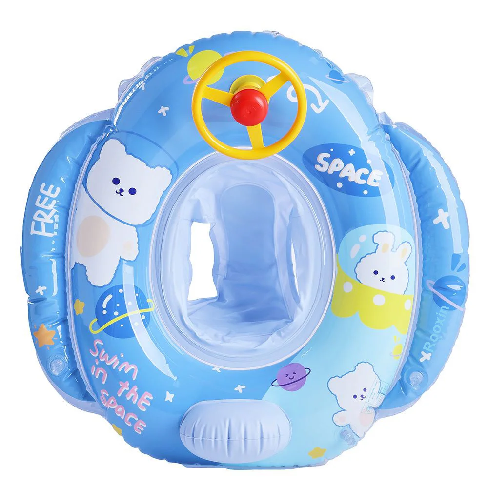 Infant Float Seat with Steering Wheel Inflatable Swimming Float For Baby Kids Pool Swimming Circle For Beach Summer Toys