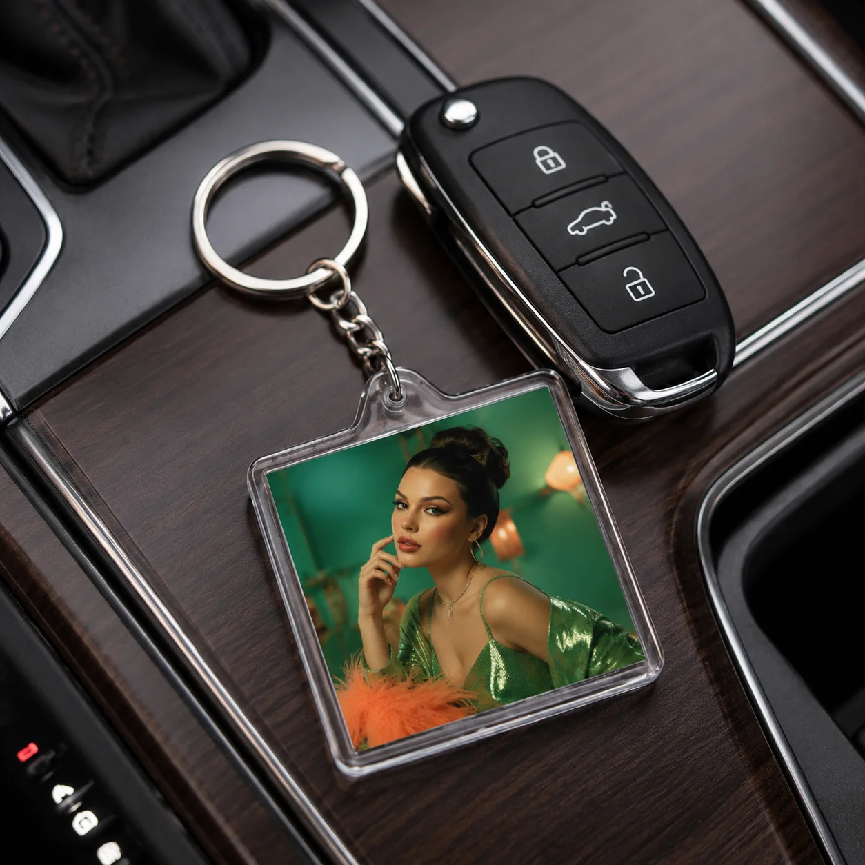 Custom Square Acrylic Photo Keychain, Personalized Picture Key Ring, Customized Bag Charm, Memorial Keepsake Gift for Birthday & view 4