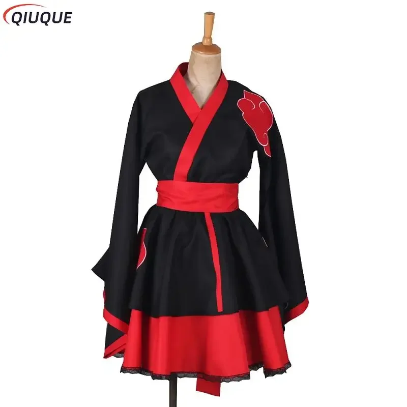 Anime shipppuden sex reversion kimono lolita dress Akatsuki cosplay costume women Japan style dresses