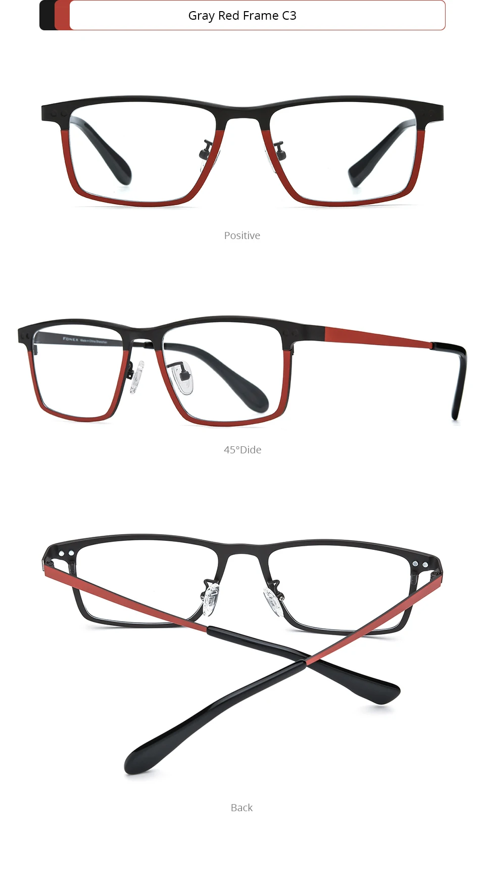 FONEX Titan-Brillengestell für Herren, japanische Brillen, quadratischer Magnet, Clip-on-Brille mit Nachtsicht und polarisierter Linse 85776 – Detail 10