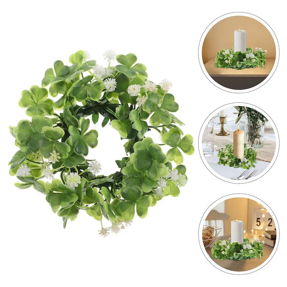Shamrock Rings 2pcs Mini Wreath Decorative Holders for St Patrick’s Day Table Centerpiece Home Party Decor