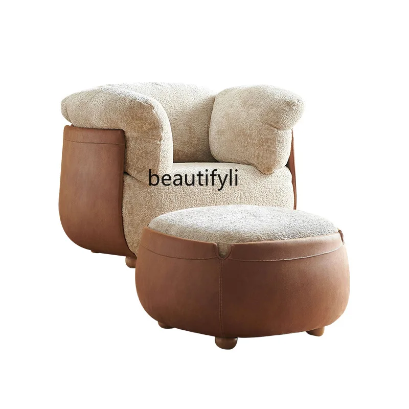 

Italian-style petal cloth art single sofa chair, modern balcony, leisure, lazy chair