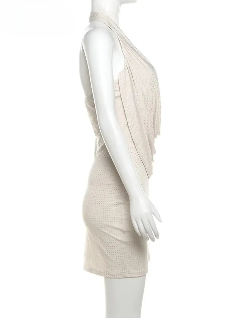 2025 Spring New Women's Fashion European and American Style Sexy Hanging Neck Low cut Bareback Tailored Hip hugging Dress Women