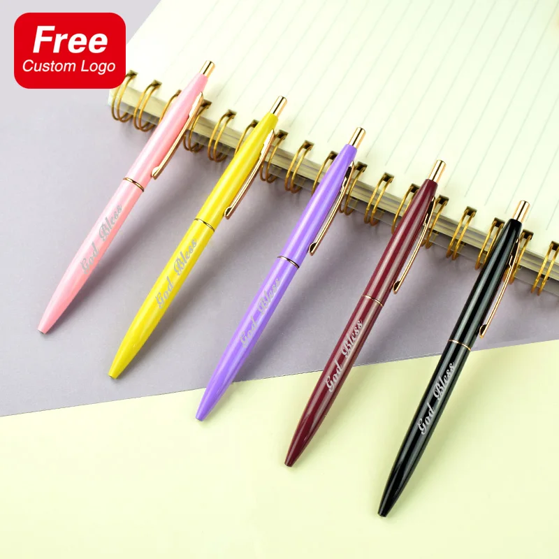 Personalized Custom Logo Macarone Metal Ball Point Pen Birthday Wedding Reception Banquet Gift Pen School Office Stationery Pens