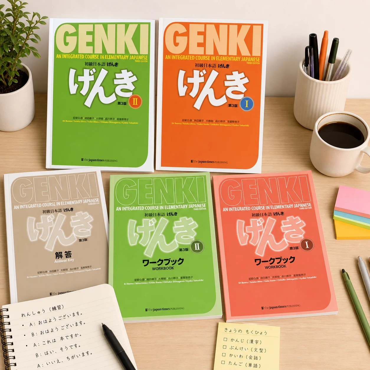 Genki 3rd Edition Learn Japanese Textbook Workbook Answer An Integrated Course in Elementary Japanese and English Book