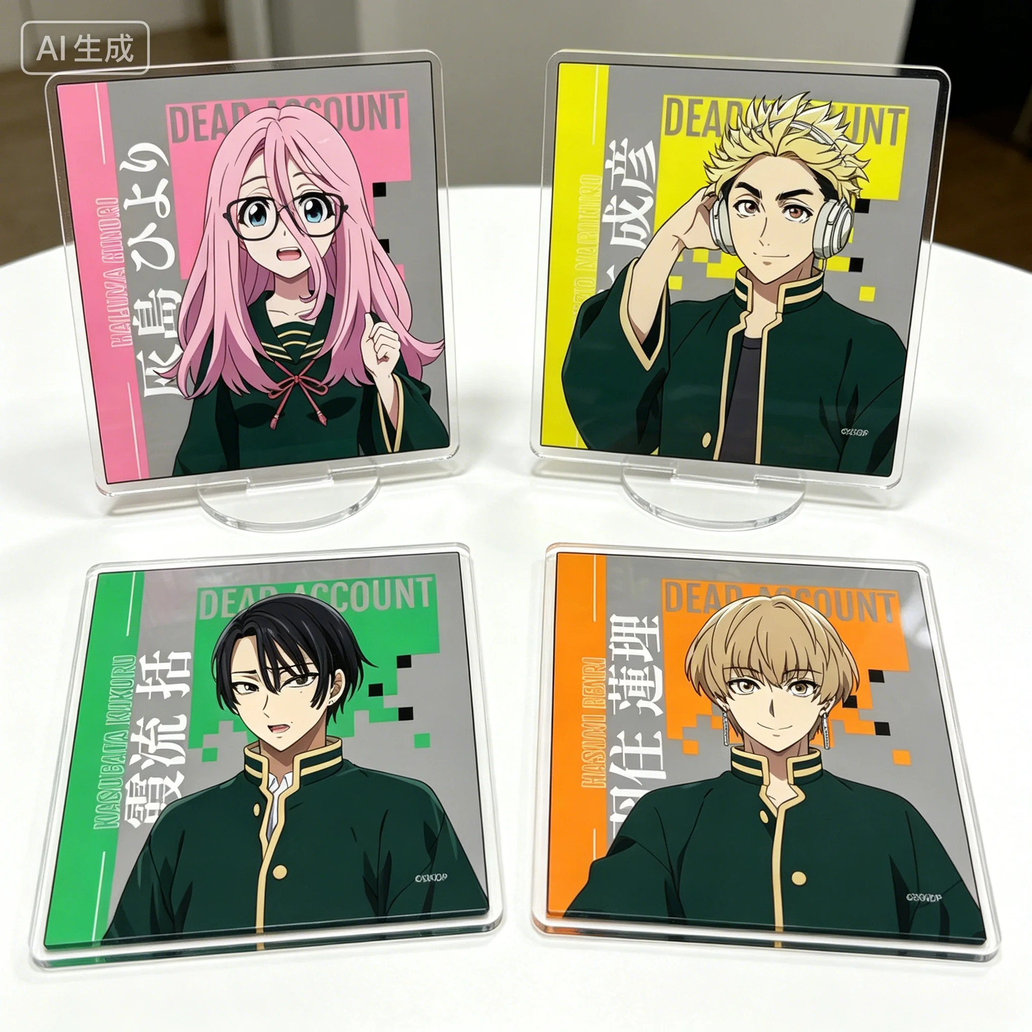 DEAD ACCOUNT Urusugawa Kiyomi rectangle Acrylic Stand Model Plate Keychains Desktop Ornament Festivals Gifts