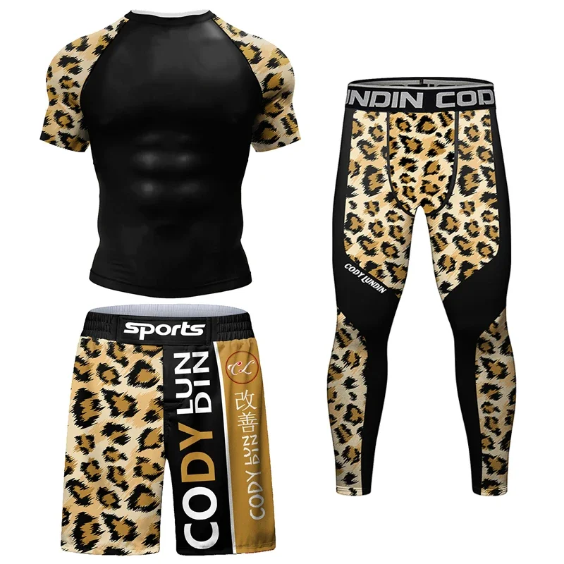 Férfiak MMA ökölvívó rashguard muay Thai Sportág tömörítés állítsa bodybuilding Begyakorlás sportwear Tréning Használhatóság edzőterem Öltözés Felsőruha