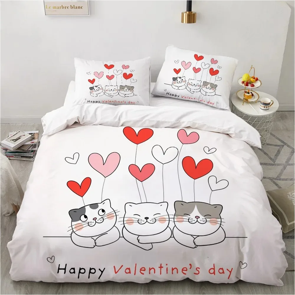 Cartoon Love Cats Bedding Set Animal 3d Bed Linen Quilt Duvet Cover Sets Home Textile Decor Twin Single Queen King Size Fashion