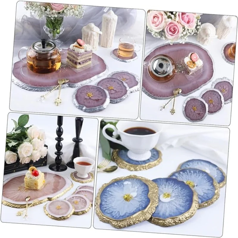 Molde de resina epoxi de cristal para manualidades, bandeja Irregular, posavasos, molde de silicona para espejo