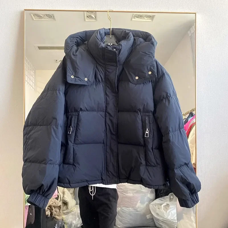 

Autumn Winter Hooded Thick Warm Cotton Coat Women Parkas Long Sleeve Fashion Short Down padded Jacket Female Bread Clothes B1464