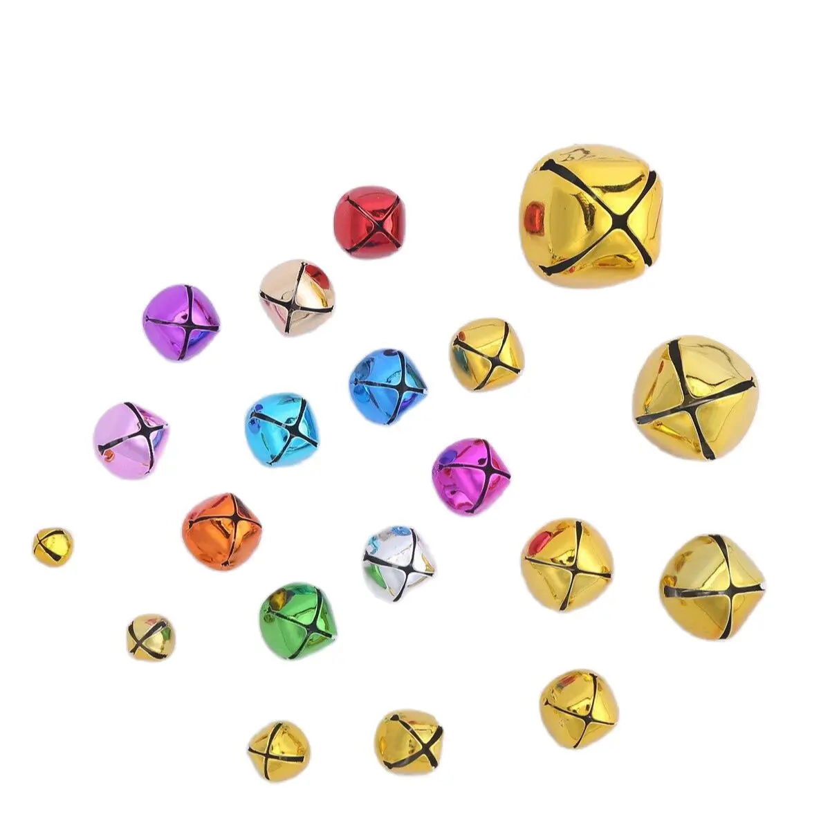 50pcs 8mm 10mm 13mm 15mm Plating Bells DIY Crafts Pendant Christmas Gingle Bell Handmade Loose Beads Accessories