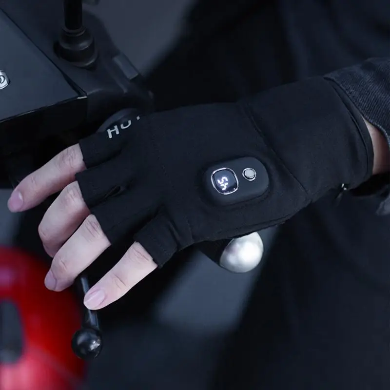 USB Electric Heated Gloves 2000mAh rechargeable battery  3-temp Settings Working Fingerless Mittens Smart wireless Hand Warmers