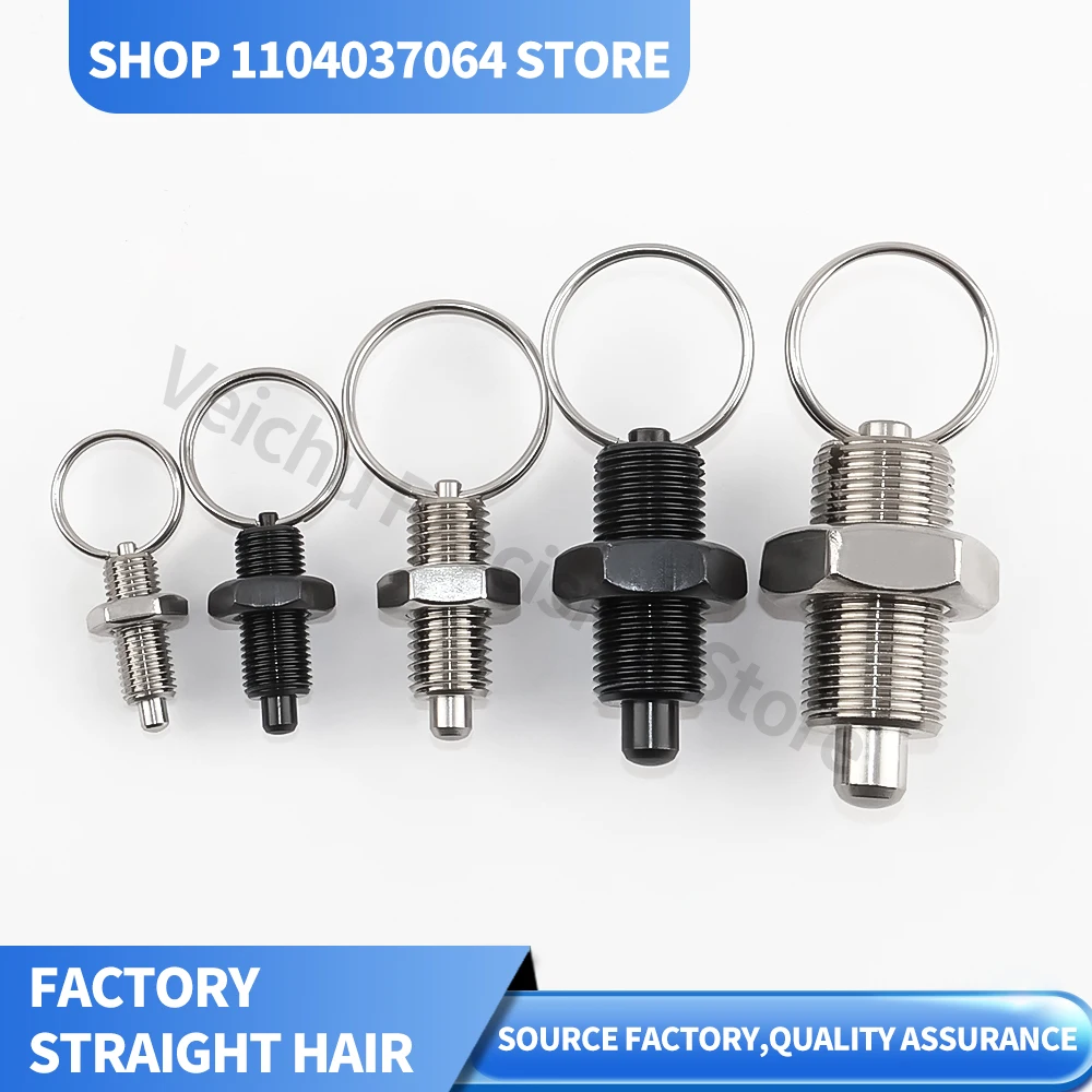 M8 M10 M12 M16 M20 Return Position Type Retractable Index Plunger Pull Ring Locating Pins Fine Thread
