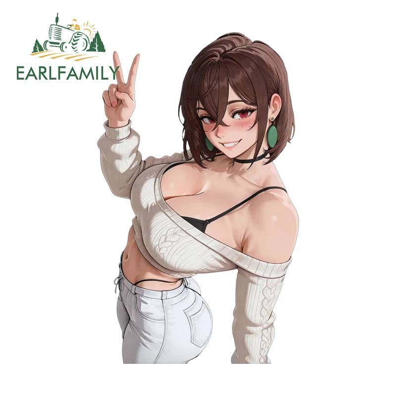 EARLFAMILY Momo Ayase Car Sticker Popular Anime Theme Pretty Girl Decals Waterproof Scratch-Proof Sunscreen ATV Custom Printing